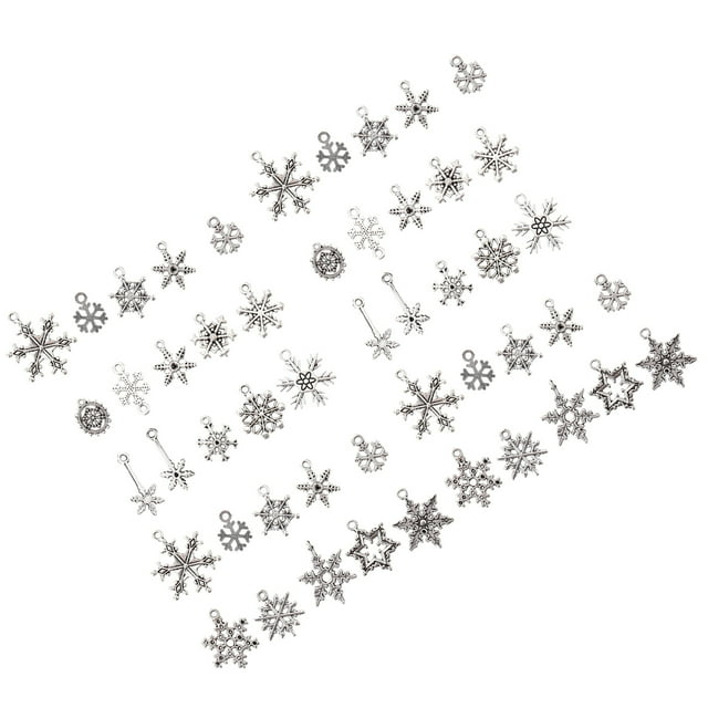 BEADCEST 50pcs Snowflakes Ornaments for Jewelry Accessories with Durable Design for Christmas