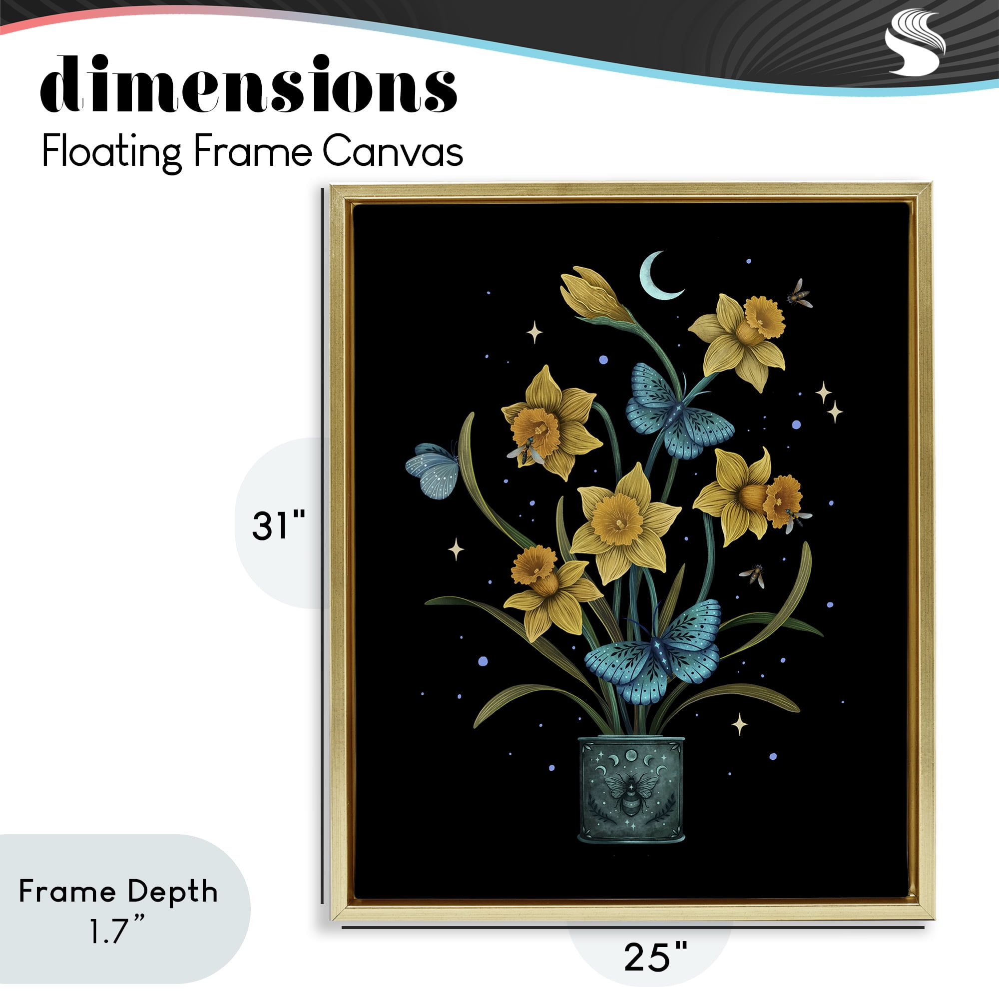 Stupell Industries Mystical March Daffodils Gold Framed Floater Canvas Wall Art, design by Episodic Drawings