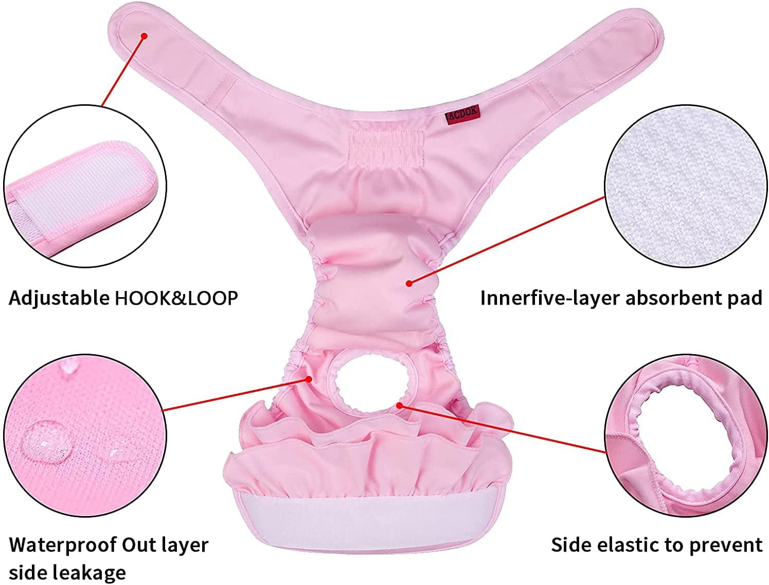 Dog Diapers Female Puppy Diapers for Female, Highly Absorbent Dog Heat Panties Reusable Washable Female Dog Diapers (Pack of 3)