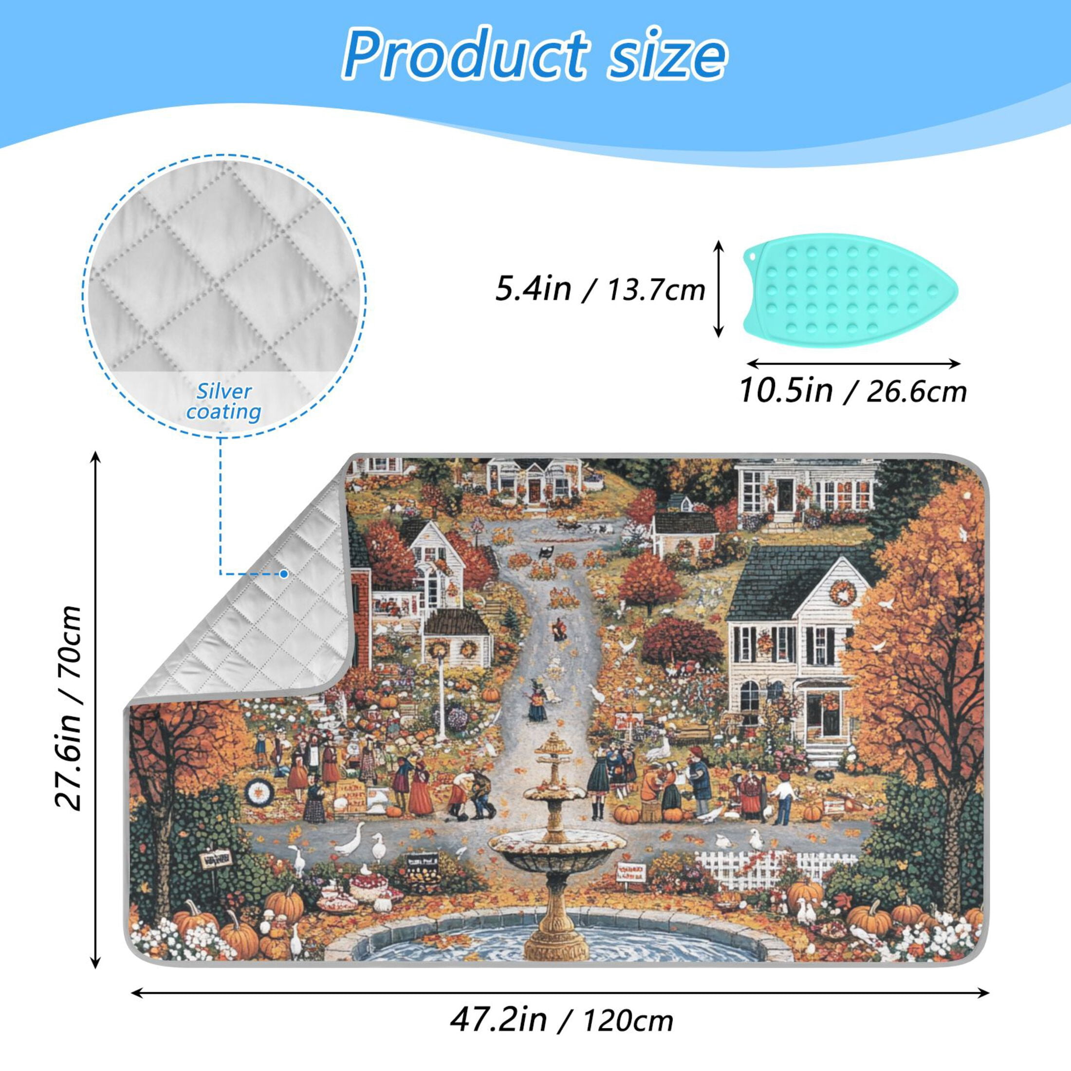 Thanksgiving Day Parade Fest Ironing Mat Blanket for Table Top Travel Portable Ironing Board Pad 47.2x27.6 Inch