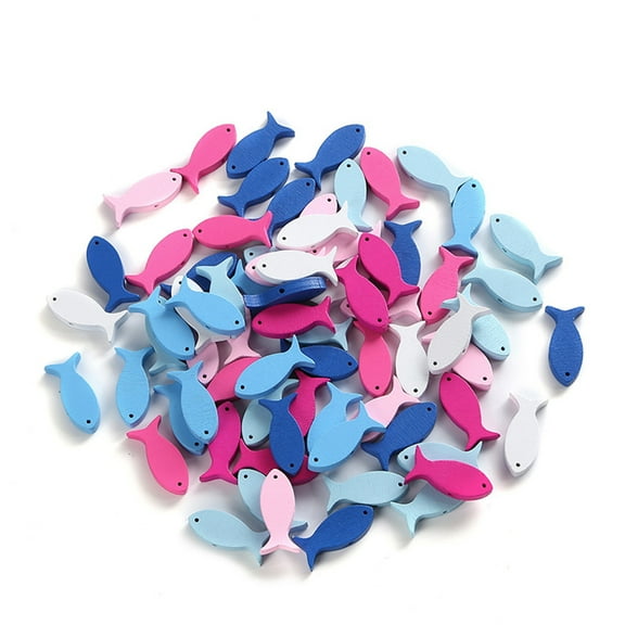 FOMIYES  100 Pcs Small Fish Wood Piece Decorations Ornaments for Home Cutouts Office Colorful