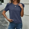 thumbnail image 6 of Womens Tops Summer Sweater Long Tunic Dressy Casual Blouses Business Cute Trendy Short Sleeve Shirt,Navy S, 6 of 6