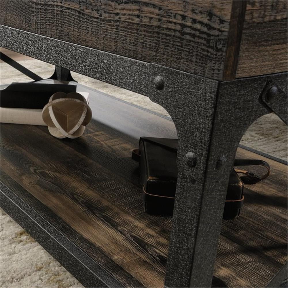 Pemberley Row Engineered Wood and Metal Carbon Oak Coffee Table Rectangular Lift-Top 41.30" x 22.32" x 18.59"