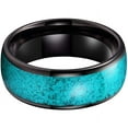 thumbnail image 6 of Wedding Rings For Men. 8mm Crushed Turquoise Black Tungsten Wedding Band, 6 of 7