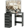 thumbnail image 1 of HOMCOM Coiffeuse avec 3 Miroirs, Table de Maquillage Éclairée, Noir, 1 of 10