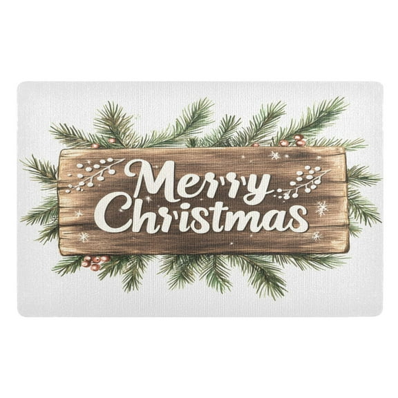 ALAZA Merry Christmas Leaf Door Mat Outdoor Indoor Entrance Low Profile Floor Rugs 32"x20"