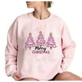 thumbnail image 5 of Pink Sweatshirts Women Christmas Outfits Crewneck Pullover Loose Long Sleeve Tops Xmas Tree Print Festive Clothes (S, Pink 03), 5 of 6