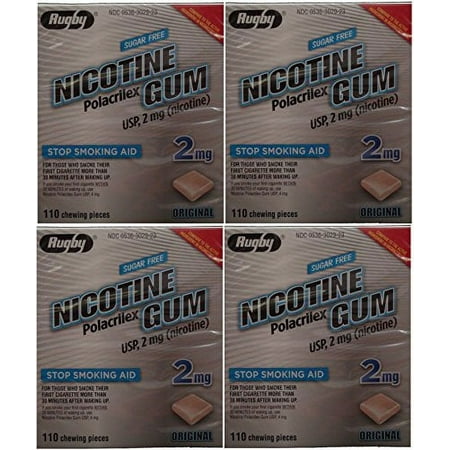 Rugby Large Sugar-Free Original Nicotine Gums, 2mg, 110 Count, 4-Pack