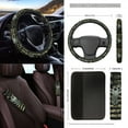 thumbnail image 3 of Renewold Deer Camo American Flag Green 12 Pack Front Car Seat Cover Full Set, Steering Wheel Seatbelt Strap Pad Armrest Mat Trash Can Mount Phone Pocket Cup Holders Rearview Mirror Cover Keychain, 3 of 7