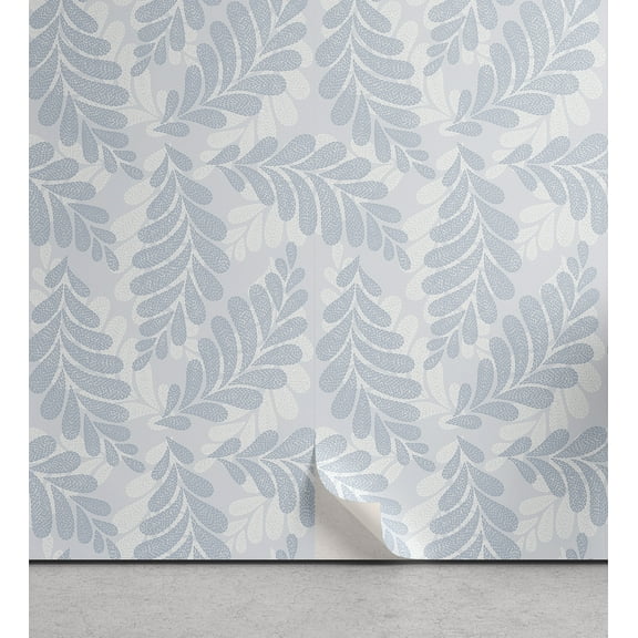 Ambesonne Leafy Peel & Stick Wallpaper for Home, Botany Art Pastel Branches, 13"x36", Ceil Blue White
