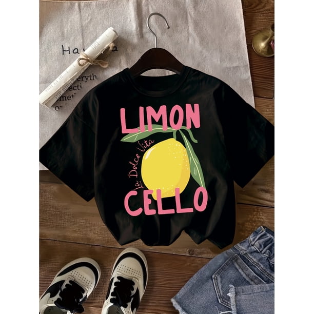 Vintage Lemon Graphic Print T-Shirt, Casual Crew Neck Short Sleeve Knit Top, Soft Stretch Fabric, Regular Fit, Spring/Summer Collection