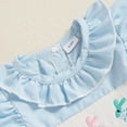 thumbnail image 4 of XXWXYD Baby Girl Smoc𝗄ed Bubble Romper Embroidery Collar Rufle Sleeve Bodysuit Breathable Cotton Summer Outfit for 0-24 Months, 4 of 6