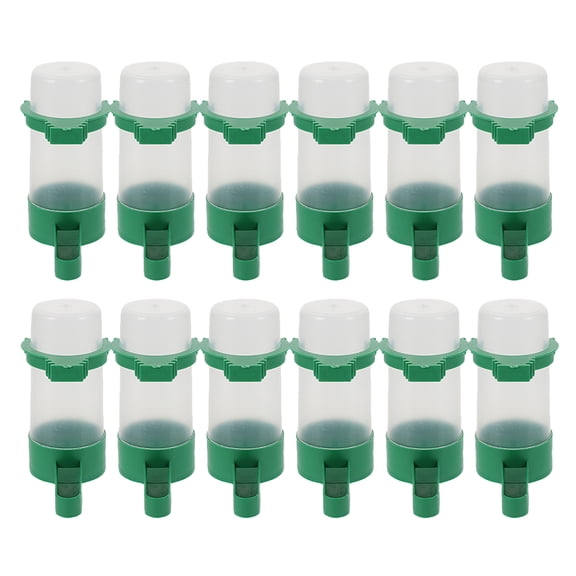 Supvox 12Pcs Pigeon Waterer Spillproof Bird Water Bottle Green ABS for Cage Accessories