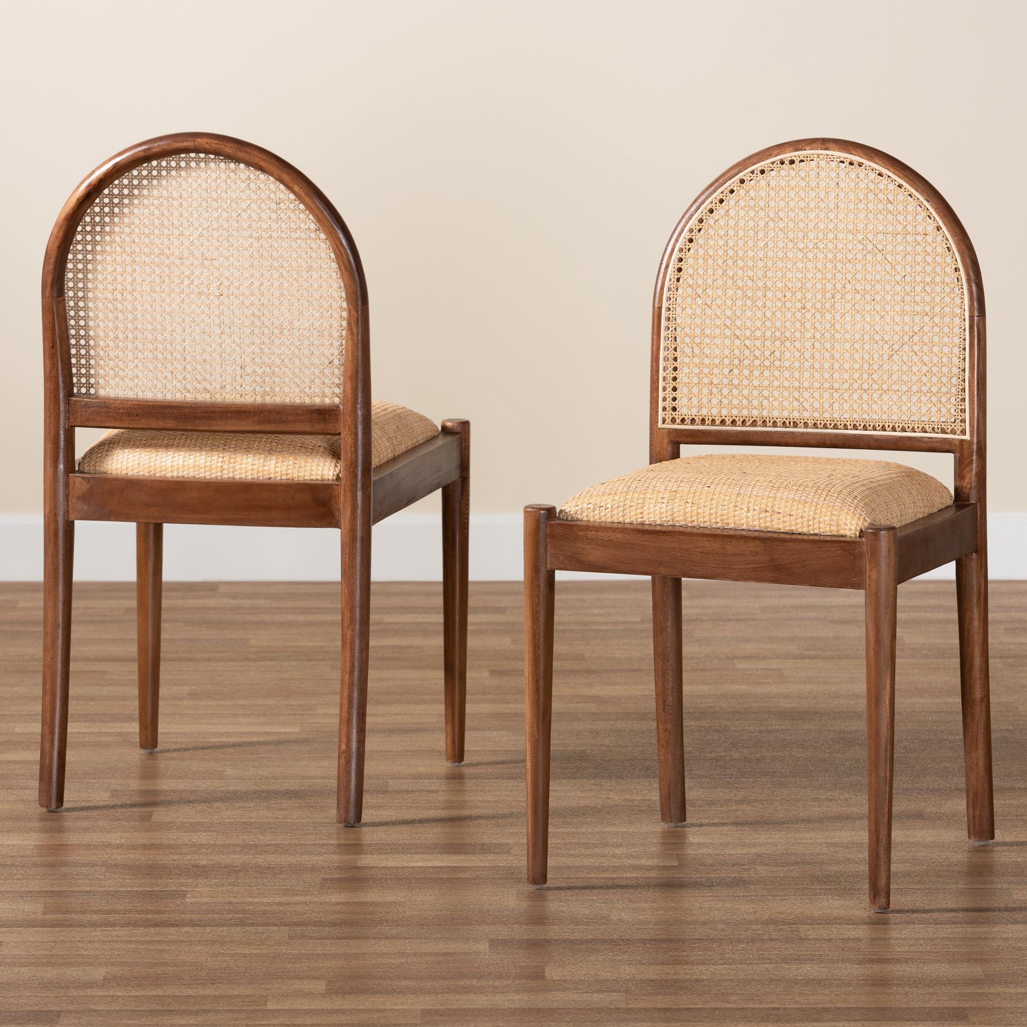 bali & pari Maryland Boho Dining Chair, 2-Piece, Walnut Brown