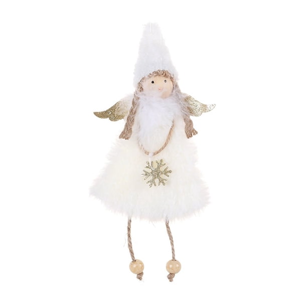 Ounissouiy Adorno de muñeca de Navidad Decoración colgante Festival de terciopelo colgante para el hogar Hotel Kits de decoración para fiestas Blanco
