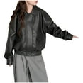 thumbnail image 1 of Lovzfmll Kid's Classic Solid Color Leather-Look Jacket, Button & Zipper Front with Pockets for Little Girls 13-14 Years, 1 of 6