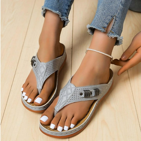 Danhjin Women's Sandals Comfortable Flip Flops for Women with Arch Support Summer Casual Wedge Sandals Shoes Casual- Summer Savings Clearance