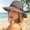 Grey, variant on Panama Sun Hat for Women UPF50+ Sun Protection Wide Brim Breathable Bucket Hat with Denim Decor Strap