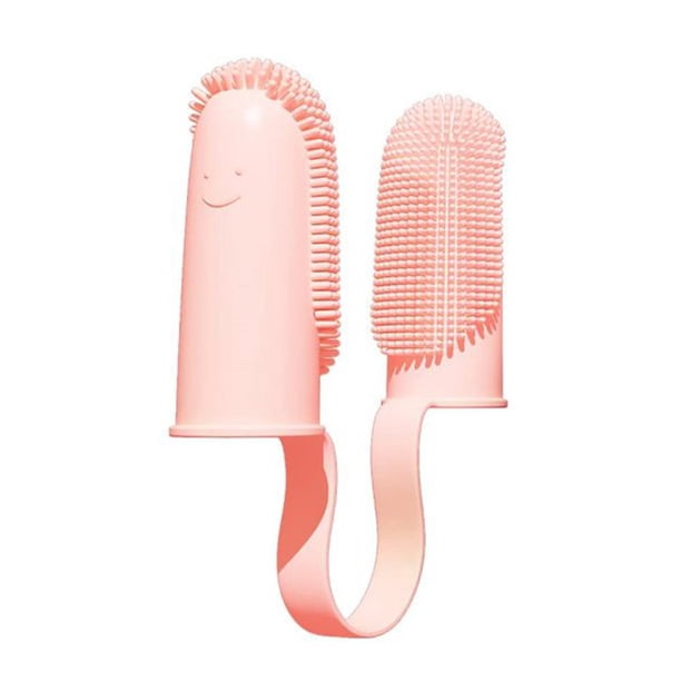 Cepillo de dientes para mascotas de 2 dedos Gatos Perros Cepillo de dientes para dedos Herramientas de limpieza bucal (Rosa) Likrtyny Libre de BPA