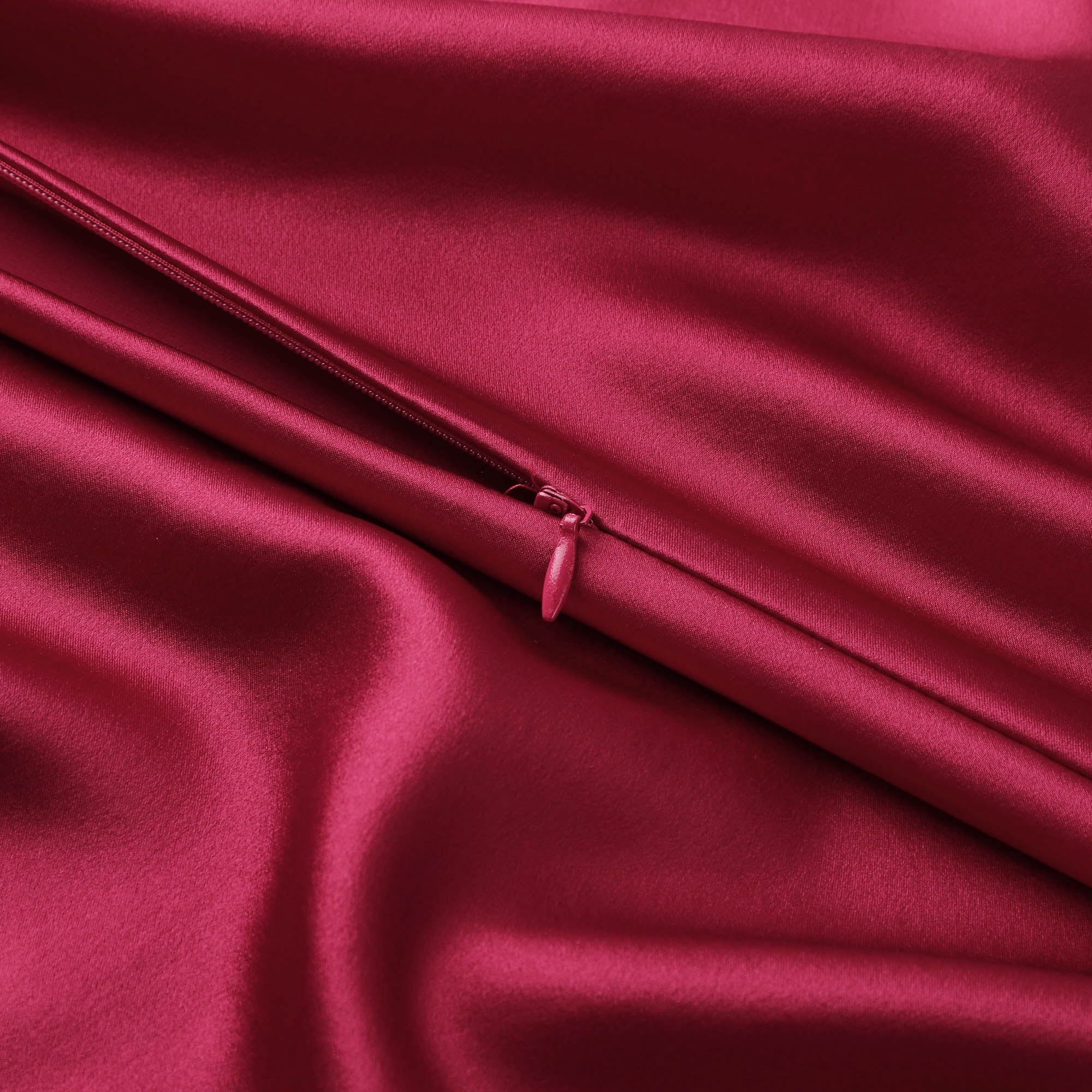 PiccoCasa 3 Pack Pillowcase 19 Momme Silk Pillow Covers with Zipper Queen Burgundy