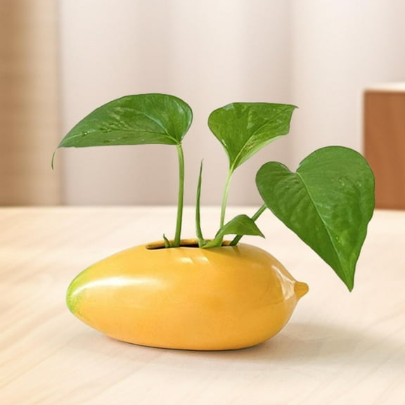 menolana Mango Shaped Ceramic Vase Plant Pot Display Minimalist Bud Vase Storage Indoor Flower Vase Propagation Vase for Dried Flowers