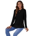 thumbnail image 3 of hirigin Women's Long Sleeved Round Neck Tops Solid Color Loose Tops Simple Side Button Tops Fashion Casual Tops Shirt, 3 of 8