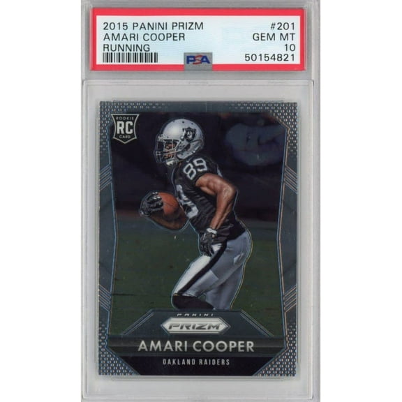 Graded 2015 Panini Prizm Amari Cooper #201 Running Rookie RC Football Card PSA 10 Gem Mint