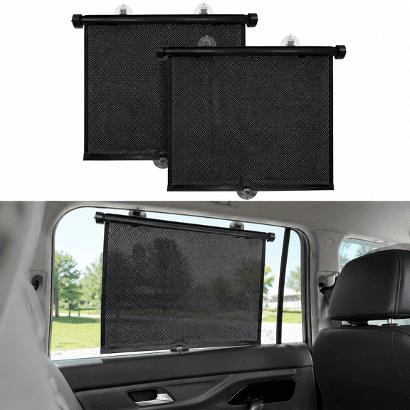 Retractable Car Side Window Sun Shade 2 Pack, Adjustable Roller Blinds for Kids UV Protection, Universal Fit 15.75"x19.69" for SUV Sedan.