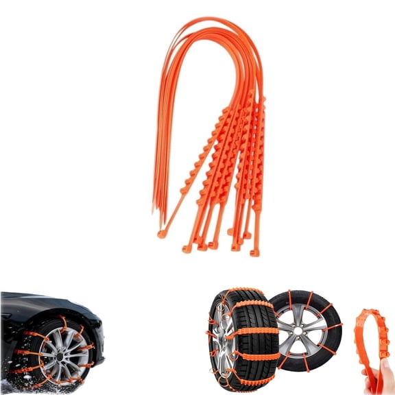 Zip Tie Snow Chains for Car Tires, Universal Anti-Skid Snow Tire Chains, Winter Emergency Zip Tie Tire Chain, Portable Emergency Non-Slip Plastic Cable Ties for Snowed Ice Mud Land