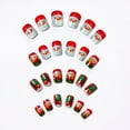 thumbnail image 2 of FSTDelivery 24 Pcs Christmas Press on Nails Short Square Fake Nails Matte Glue on Nails Snowflake Acrylic Nails Squoval Winter Artificial Nails Bling Glitter False Nails Design, Gift for Women, 2 of 4