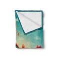 thumbnail image 2 of Feminine Soft Flannel Fleece Blanket, Fantasy Houses in the Meadow Heart Shaped Trees in a Dreamy Countryside Print, Cozy Plush for Indoor and Outdoor Use, 70" x 90", Green and Red, by Ambesonne, 2 of 5