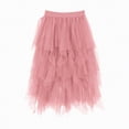 thumbnail image 7 of mgoYE Women's Tulle Tutu A-line Midi Skirt Tiered Layered High Elastic Waist Ballet Prom Party Irregular Mesh Skirt(Light Pink,S), 7 of 7