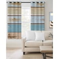 thumbnail image 2 of Vintage Blue Brown Blackout Curtains for Bedroom/Living Room, Thermal Insulated Kitchen Curtains, Farmhouse Country Shabby Wood Grain Grommet Darkening Window Treatment Drapes 27.5"x39"x2, 2 of 8
