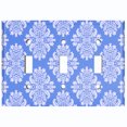 thumbnail image 2 of Metal Light Switch Plate Outlet Cover (Victorian Damask Flower Blue Pastel Pattern - Triple Toggle), 2 of 2