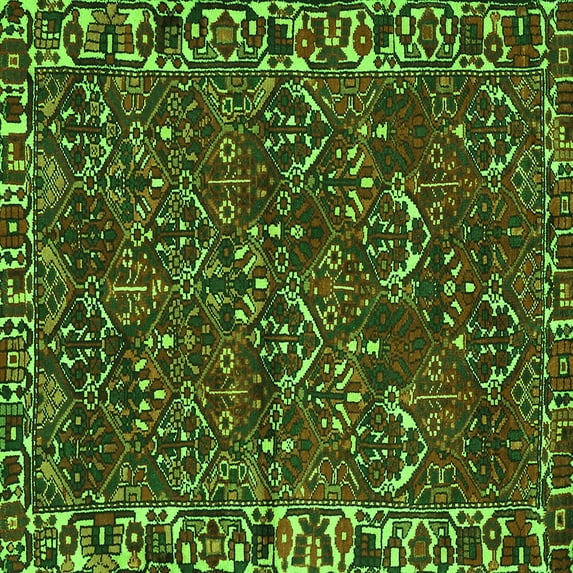 Ahgly Company Indoor Square Persian Green Traditional Area Rugs, 7' Square
