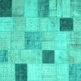 thumbnail image 1 of Ahgly Company Machine Washable Indoor Square Patchwork Turquoise Blue Transitional Area Rugs, 7' Square, 1 of 4