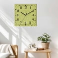 thumbnail image 3 of Fruit Green Wooden Wall Clock Silent Non Ticking, Farmhouse Burlap Solid Green Modern Linen Texture Square Wall Clocks Battery Operated, Decor Clock for Home Office, Living Room, Kitchen, 10 Inch, 3 of 9