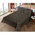 thumbnail image 4 of Ambesonne Abstract Fitted & Flat Sheet with Shams 4 Pcs Set, Squares Earthy Dots Print, King, Black Caramel and Champagne, 4 of 5