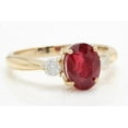 thumbnail image 2 of Ratan Gems Oval Cut Red Ruby And Moissanite Solitaire Ring, 925 Sterling Gold, Size 11, 2 of 5