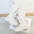 thumbnail image 4 of Girls Tall Combat Boots Flower Decor Lace up Zipper Retro Leather Mid Calf Riding Booties Platform Chunky Heel Knee High Boots White 12 Little Kids, 4 of 7