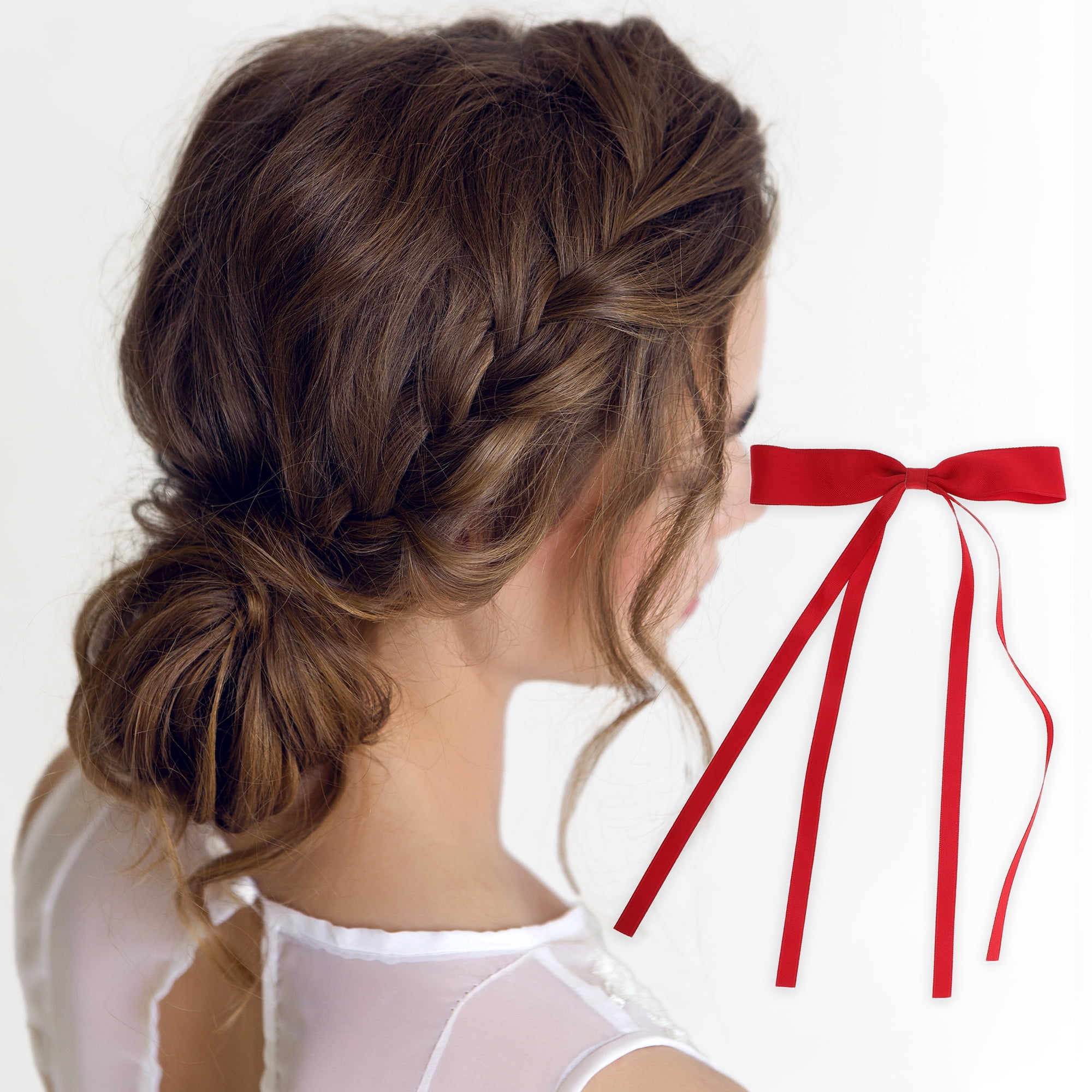 Unique Bargains Stylish Hair Accessory Double Bow Hair Clips Red