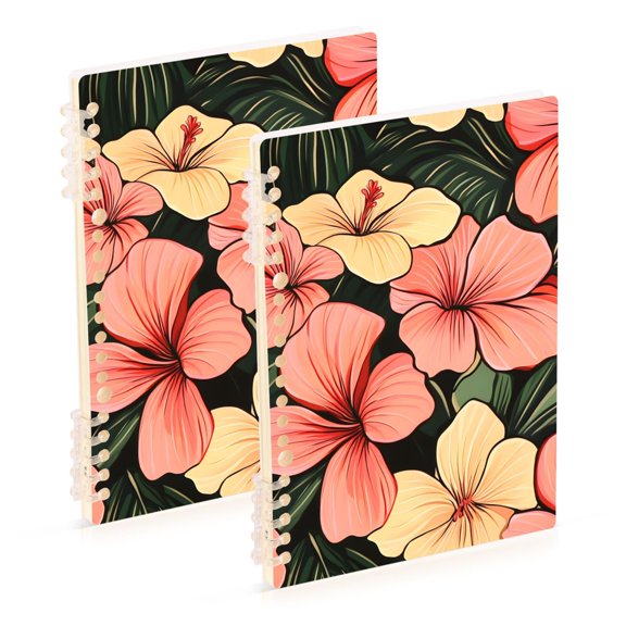 joogoo Spiral Journal Notebook Elegant Tropical Floral-r6 College Ruled Notebooks 8.3" x 5.7" 2 PCs