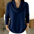 thumbnail image 2 of Sweaters For Women Elegant Casual Cowl Collar Pullover Sweater Soft Knitted Relaxed Fit Ribbed Edges Daily Semi Formal Tops M Womens Sweaters, 2 of 5