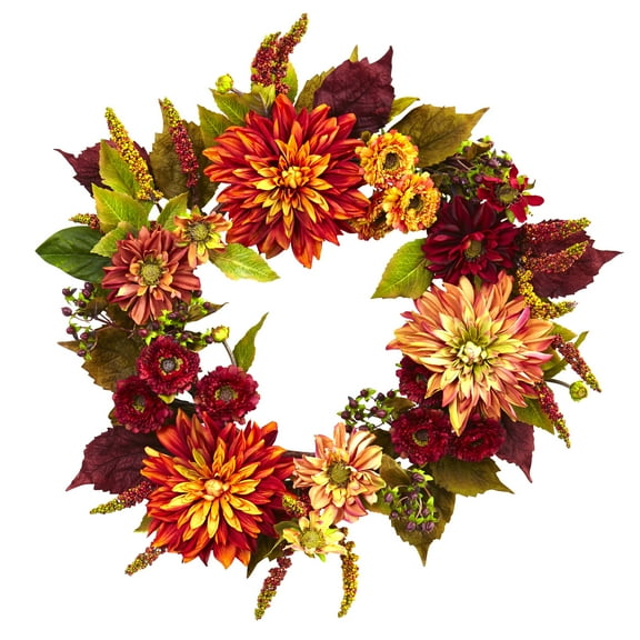 Nearly Natural Plastic Wreath, 22" (Assorted Colors)