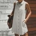 thumbnail image 2 of Eawtki Women's Summer Dress 2025 Cotton Button Down Short Sleeve Tshirt Dresses Casual Flowy V Neck Loose Mini Beach Dress, 2 of 6