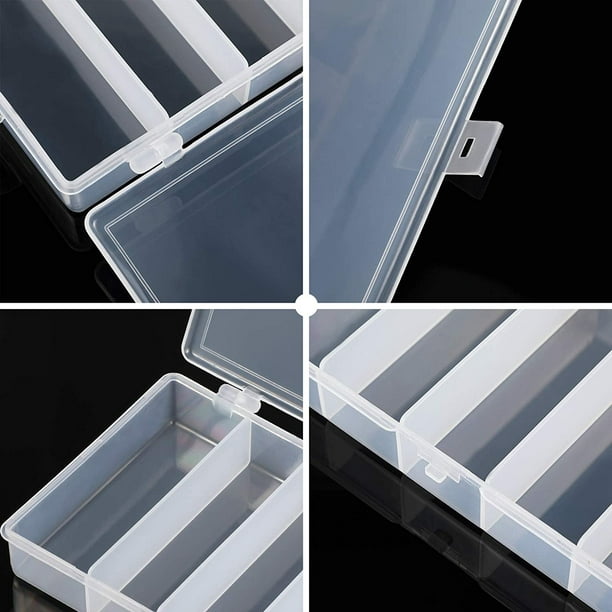 3 Pieces Fishing Tackle Accessory Box Clear Plastic Fishing Tackle Box  Visible Fishing Lure Bait Hooks Storage Box 5-Grid Container Case Waterproof  Jewelry Making Organizer (6.9 x 4.3 x 1.2 inch) 