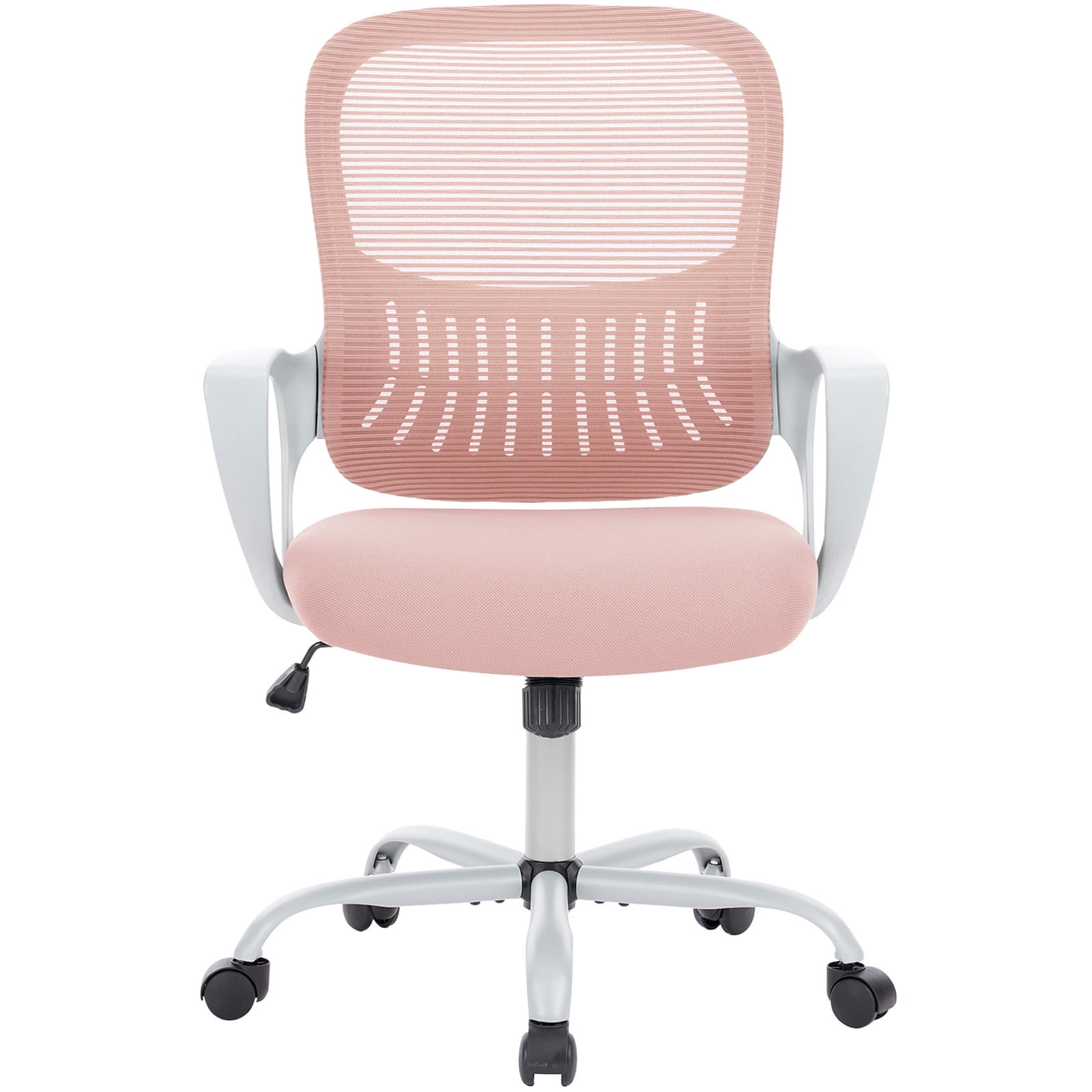 LIFERECORD Office Desk Chair Mesh Ergonomic Computer Gaming Chair Mid Back Chair with Comfy Lumbar Support Adjustable Height Swivel for Home Task, Pink