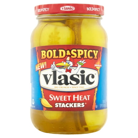 (3 Pack) Vlasic Stackers Bold & Spicy Sweet Heat Stackers Pickles, 16 fl