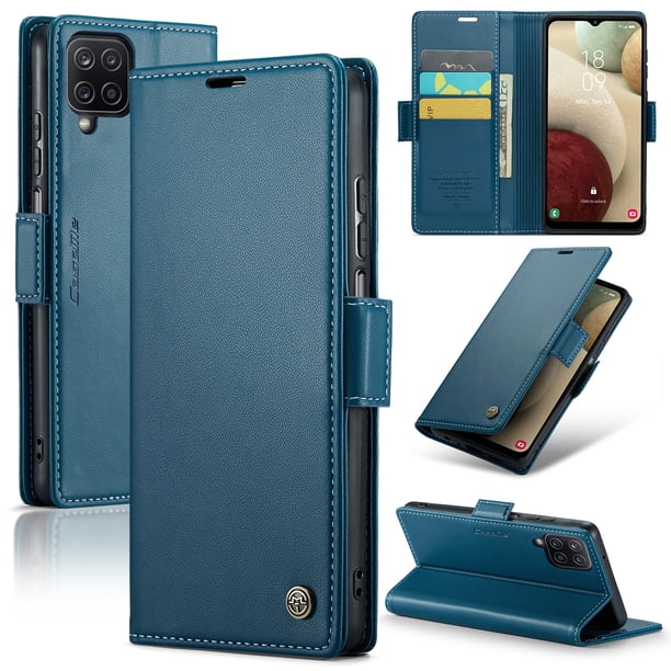 CaseMe Funda de Cuero para Samsung Galaxy A12 5G con Bloqueo RFID, para Samsung Galaxy A12 Funda para Mujer y Hombres Tarjetero con Cierre Magnético Funda Tipo Folio para Samsung Galaxy A12 5G