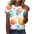 thumbnail image 1 of Pisexur Hauts pour Femmes Blouses Décontractées Élégantes Imprimé de Pâques Manches Courtes Col Rond, Grande Taille Multicolore, TG, 1 of 5
